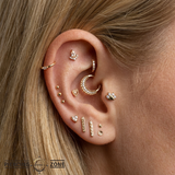Paw Print End - 18K Gold Gem Threadless/Threaded End
