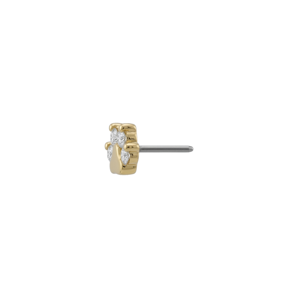 Paw Print End - 18K Gold Gem Threadless/Threaded End - piercing - zone.com