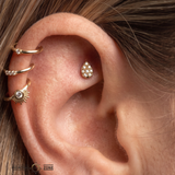 Pear Illusion 8- Stones – 14K Gold Threadless/Threaded End