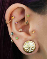 Peekaboo threadless end with rose-cut black spinel in 14k yellow gold