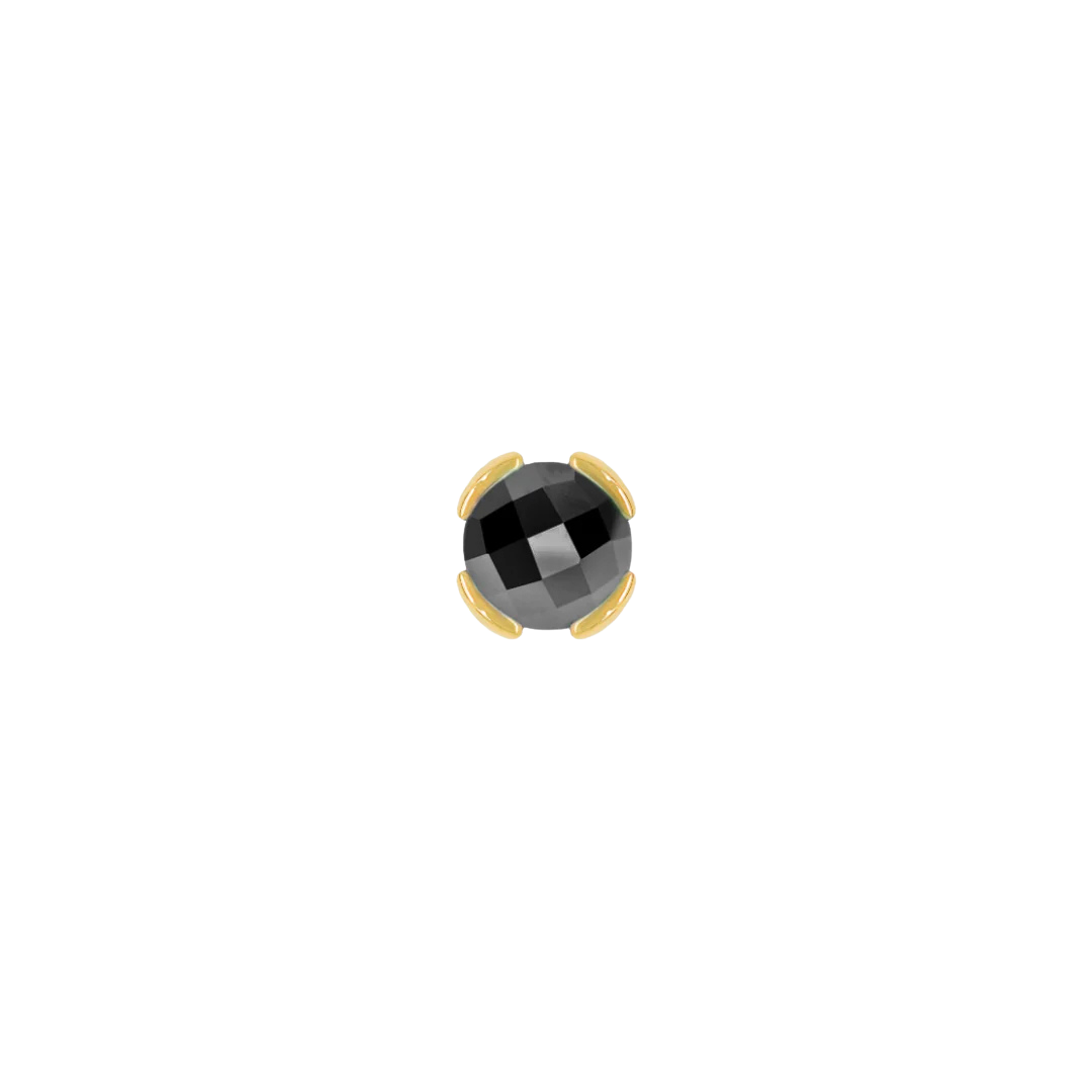 Peekaboo threadless end with rose-cut black spinel in 14k yellow gold