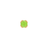 Peekaboo threadless end with sandblasted peridot in 14k gold