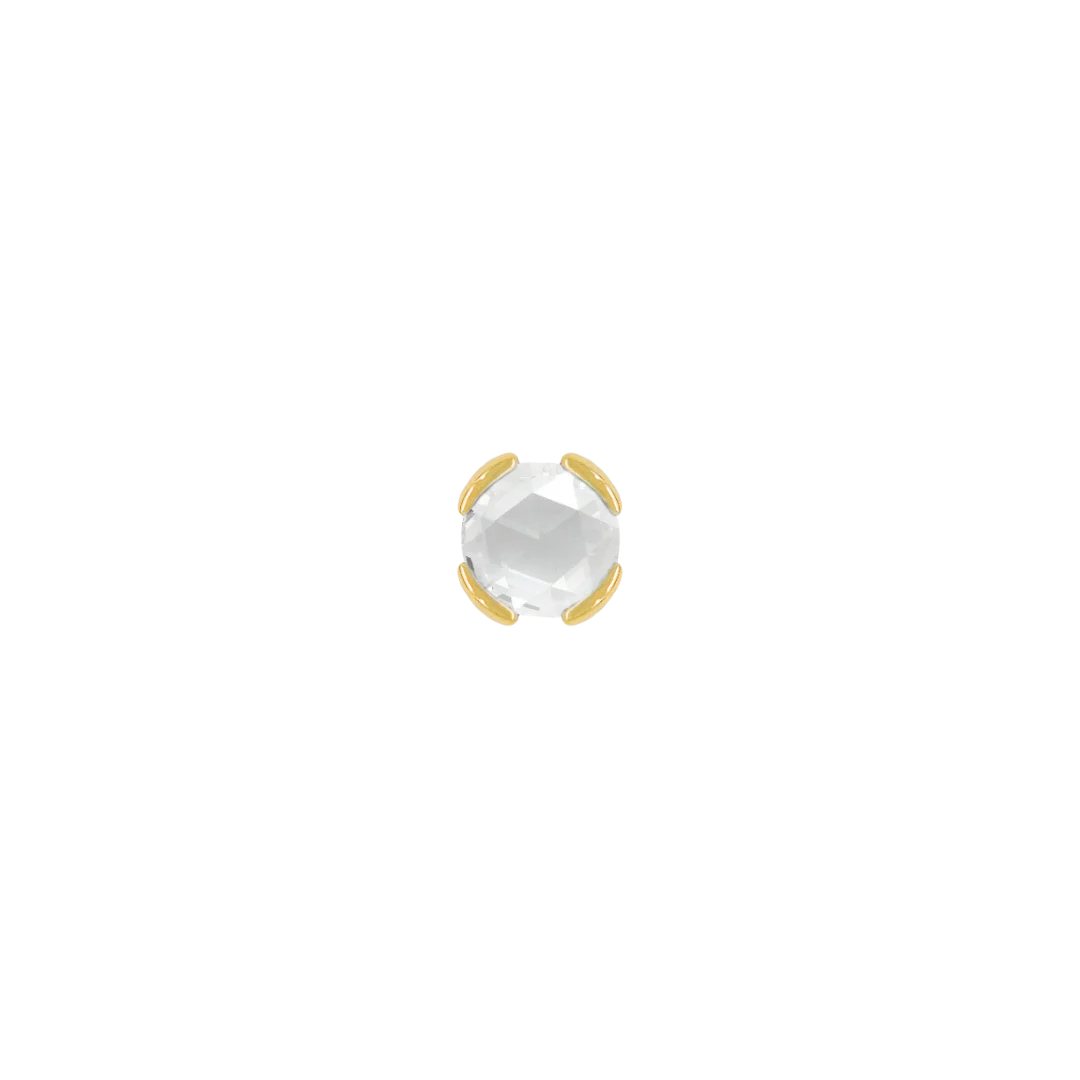 Peekaboo threadless end in 14k yellow gold with rose-cut CZ gemstone
