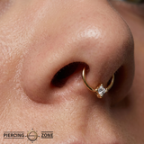 Petite Crown - 14K Gold Prong Set Gem Fixed Bead Ring