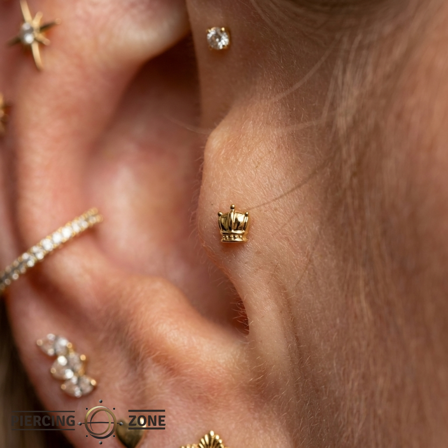 Petite Crown - 18K Gold Threadless End