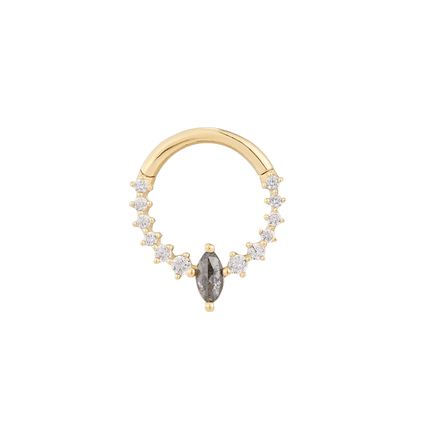 Phantom 14K Gold Clicker Ring with Grey Diamonds – Front View
