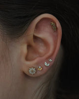 Model wearing Ocie CZ Duo End in Tragus Piercing