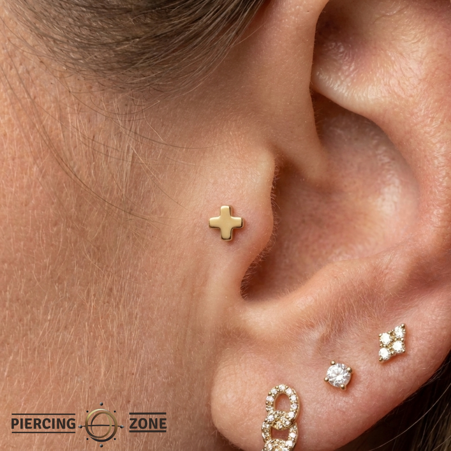 Plus Sign - 18K Gold Threadless/Threaded End