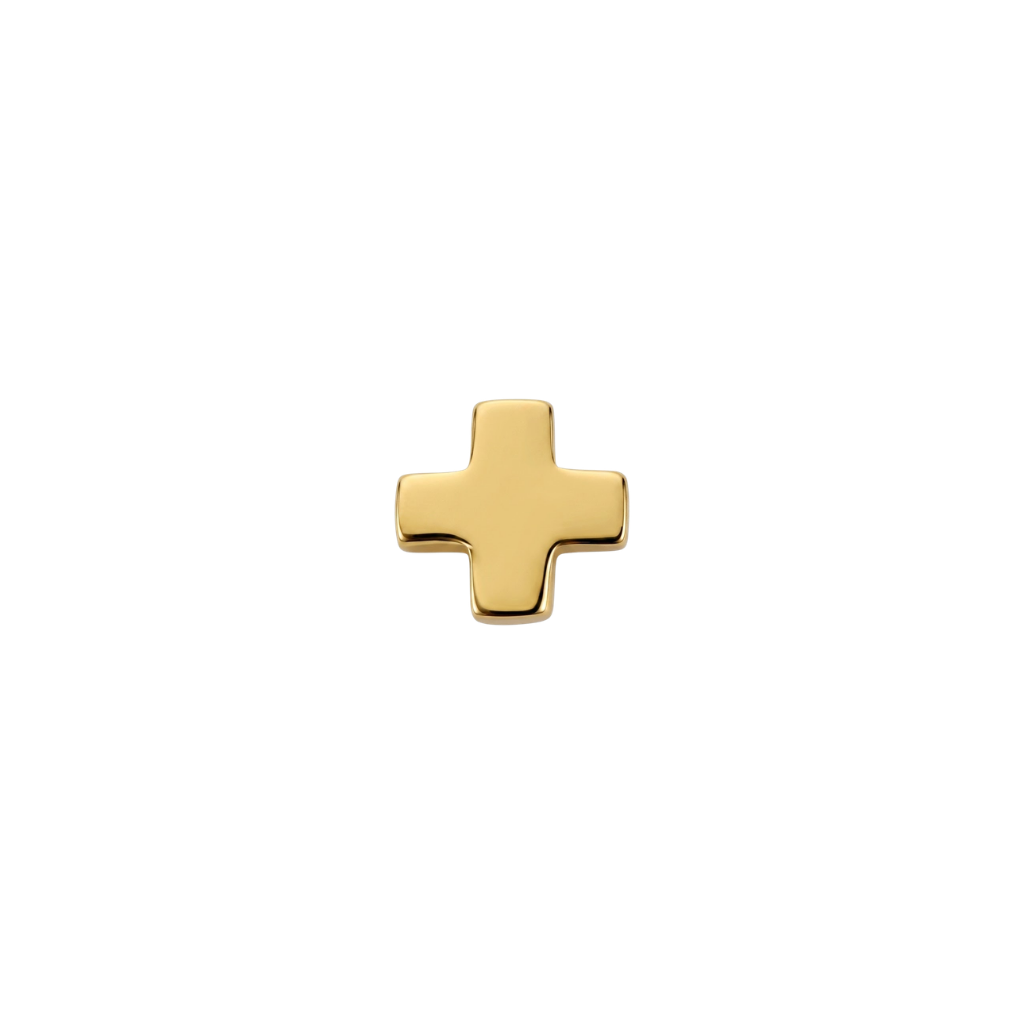 Plus Sign - 18K Gold Threadless/Threaded End - piercing - zone.com