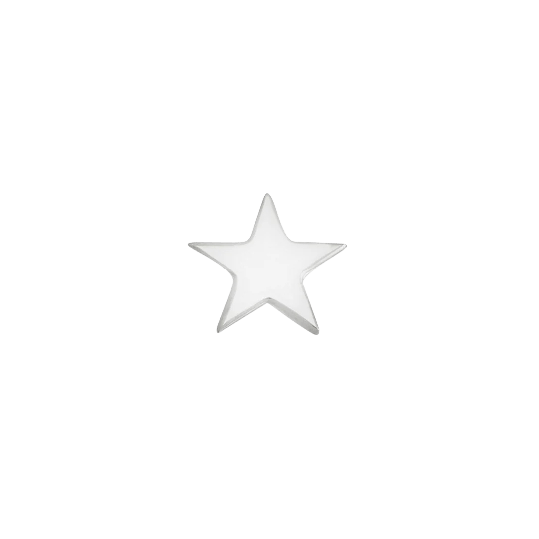 Polished 14K white gold star-shaped end for nose
