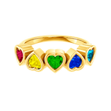 Pride Beloved Seamless Ring – 14K Gold Five-Heart Gem Design