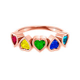Pride Beloved Seamless Ring – 14K Gold Five-Heart Gem Design
