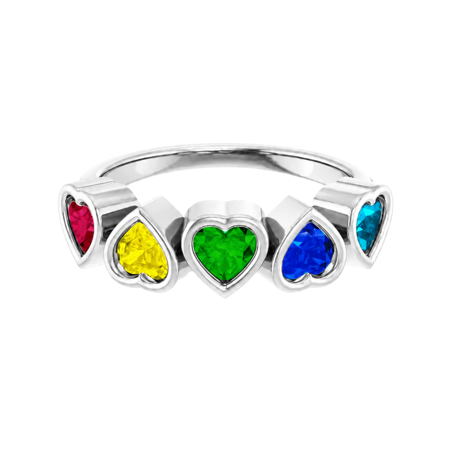 Pride Beloved Seamless Ring – 14K Gold Five-Heart Gem Design