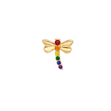 Pride Dragonfly with Gems – 14K Gold Threadless/Threaded End