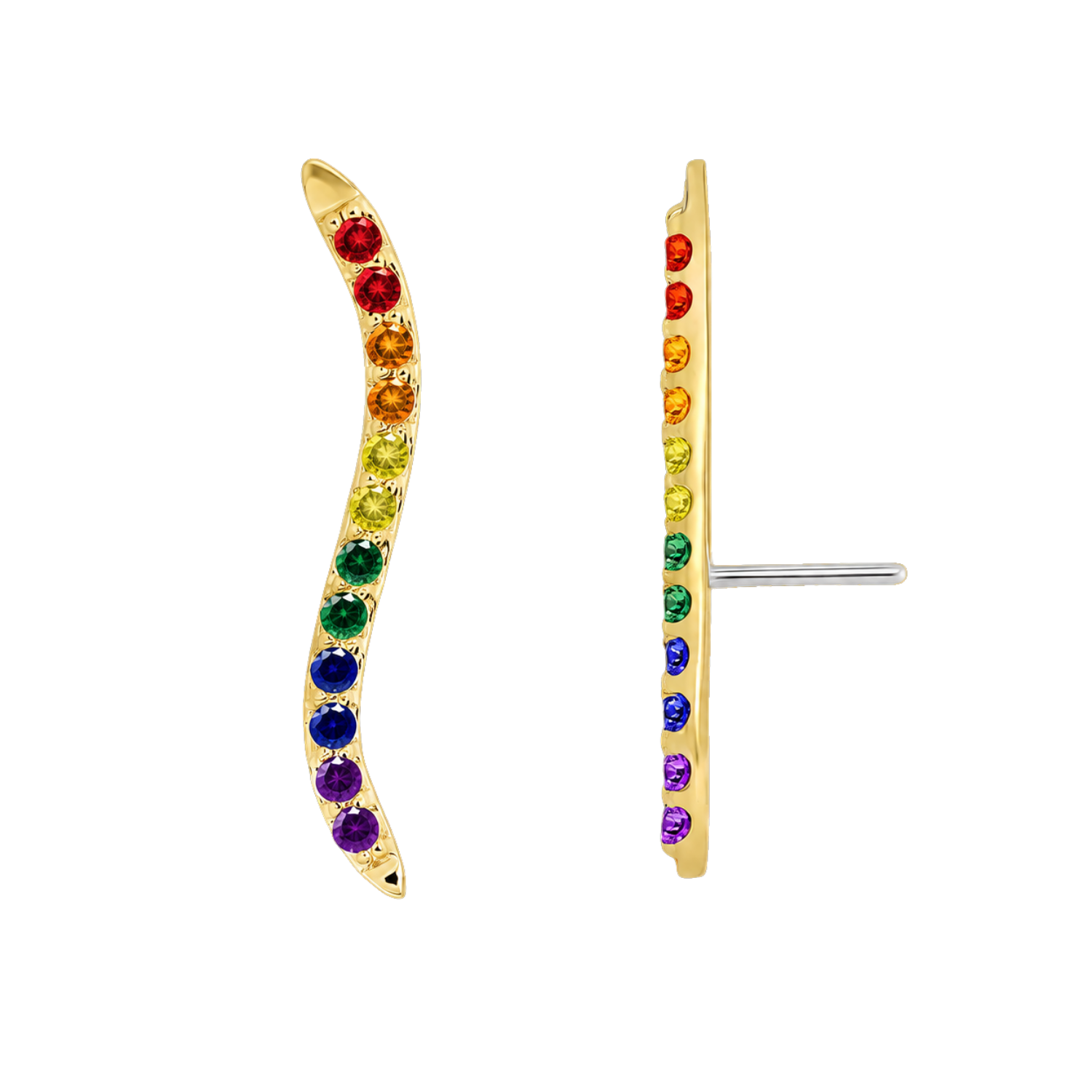 Pride Path With Gems – 14K Gold Threadless/Threaded End