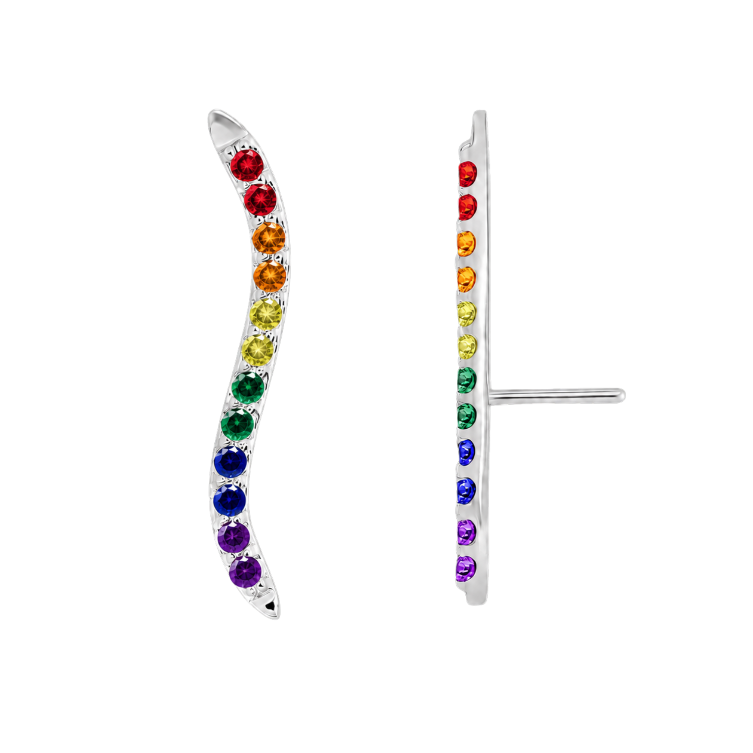 Pride Path With Gems – 14K Gold Threadless/Threaded End