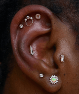 Halston CZ + Chain – 14K Gold Threadless End