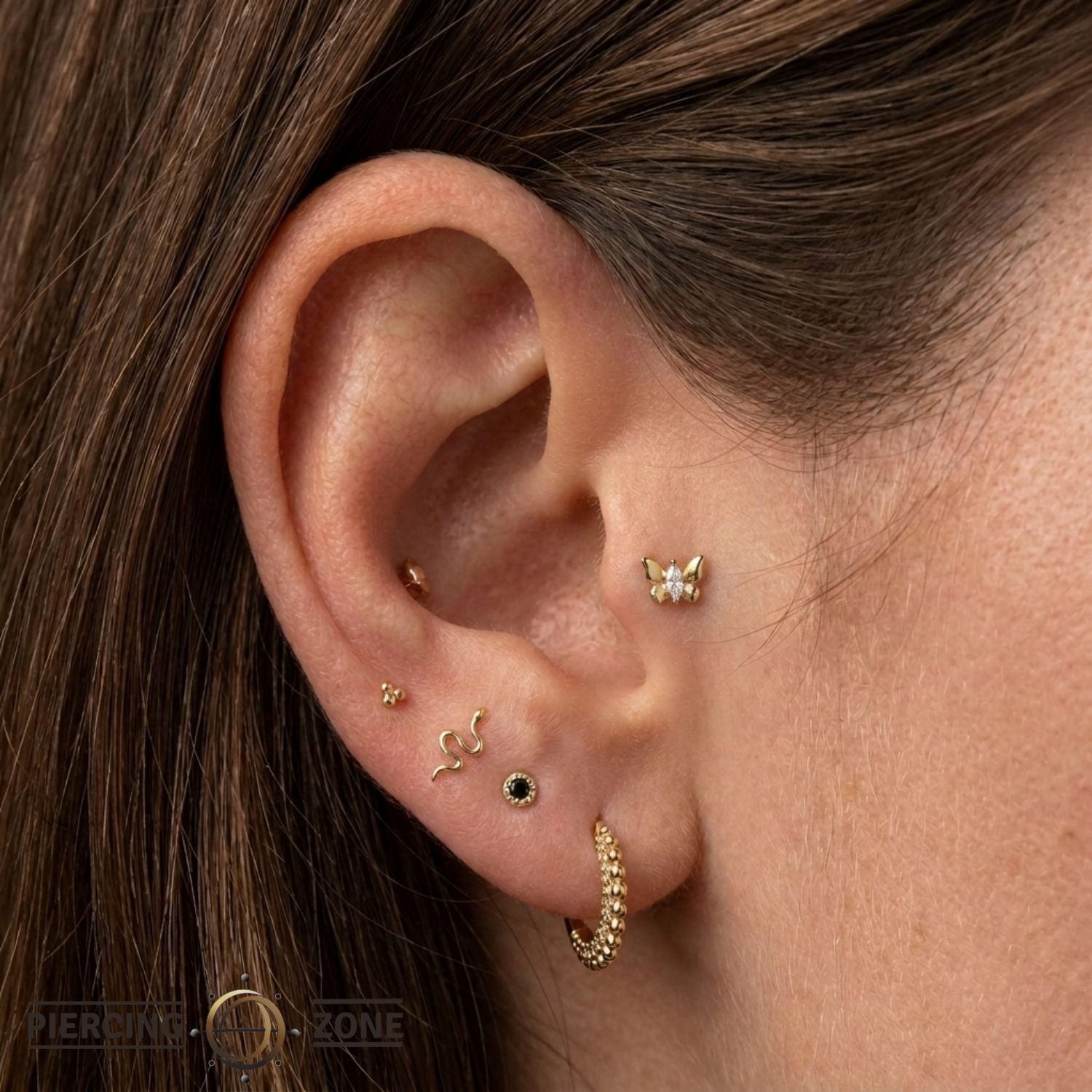Psyche - 18K Gold Gem Threadless/Threaded End