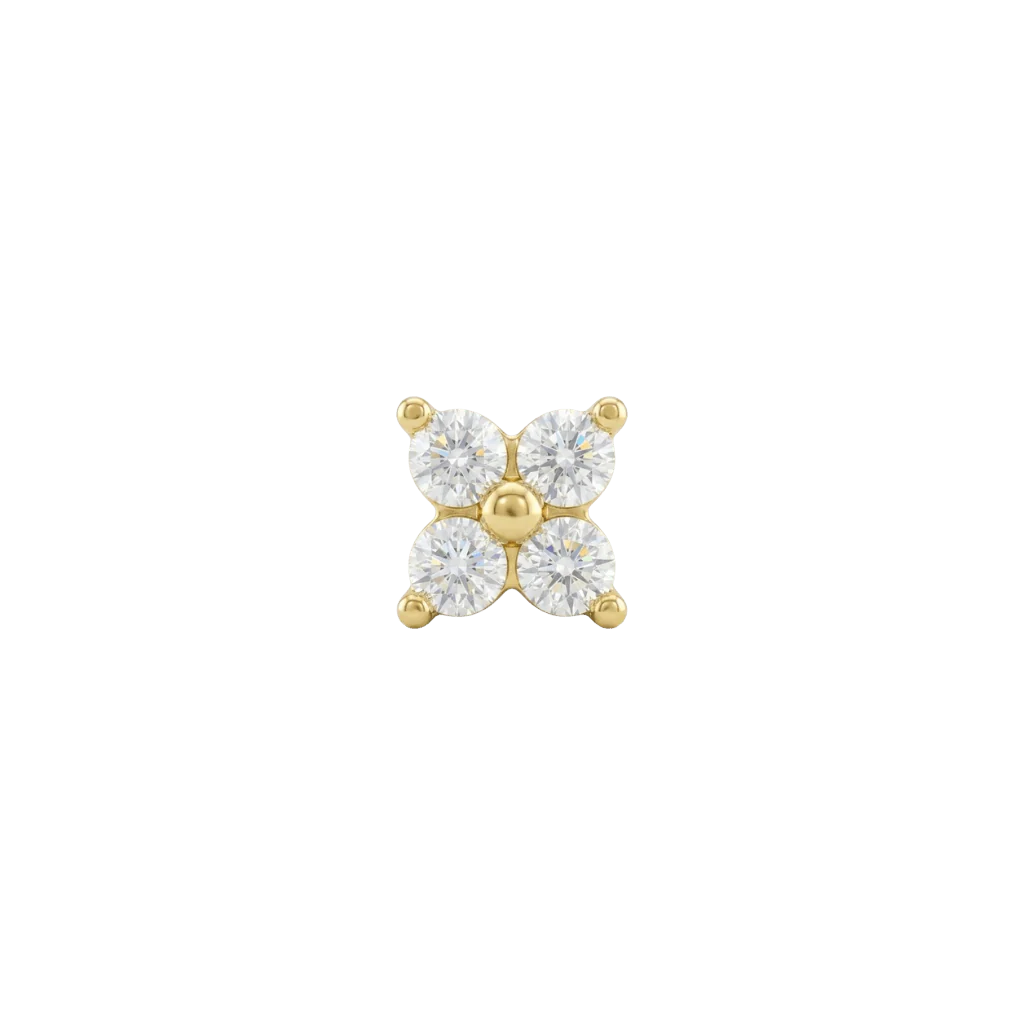 Quartet - 18K Gold Lab Diamond Threadless End - piercing - zone.com