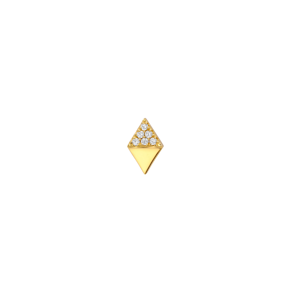 Rhombos - 18K Gold White CZ Threadless/Threaded End - piercing - zone.com