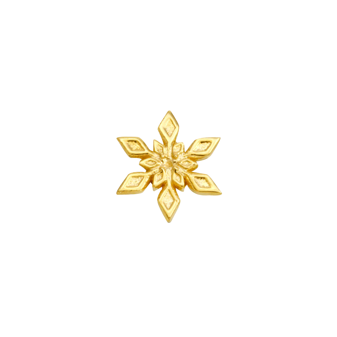 Rime Snowflake 14K Gold Threadless End – Front View