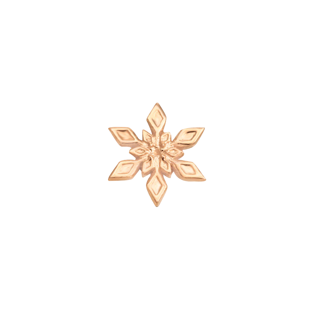 Rime Snowflake 14K Gold Internally Threaded End – Close-Up