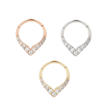 RISE + SHINE - CZ - SOLID 14KT GOLD CLICKER piercing-zone.com