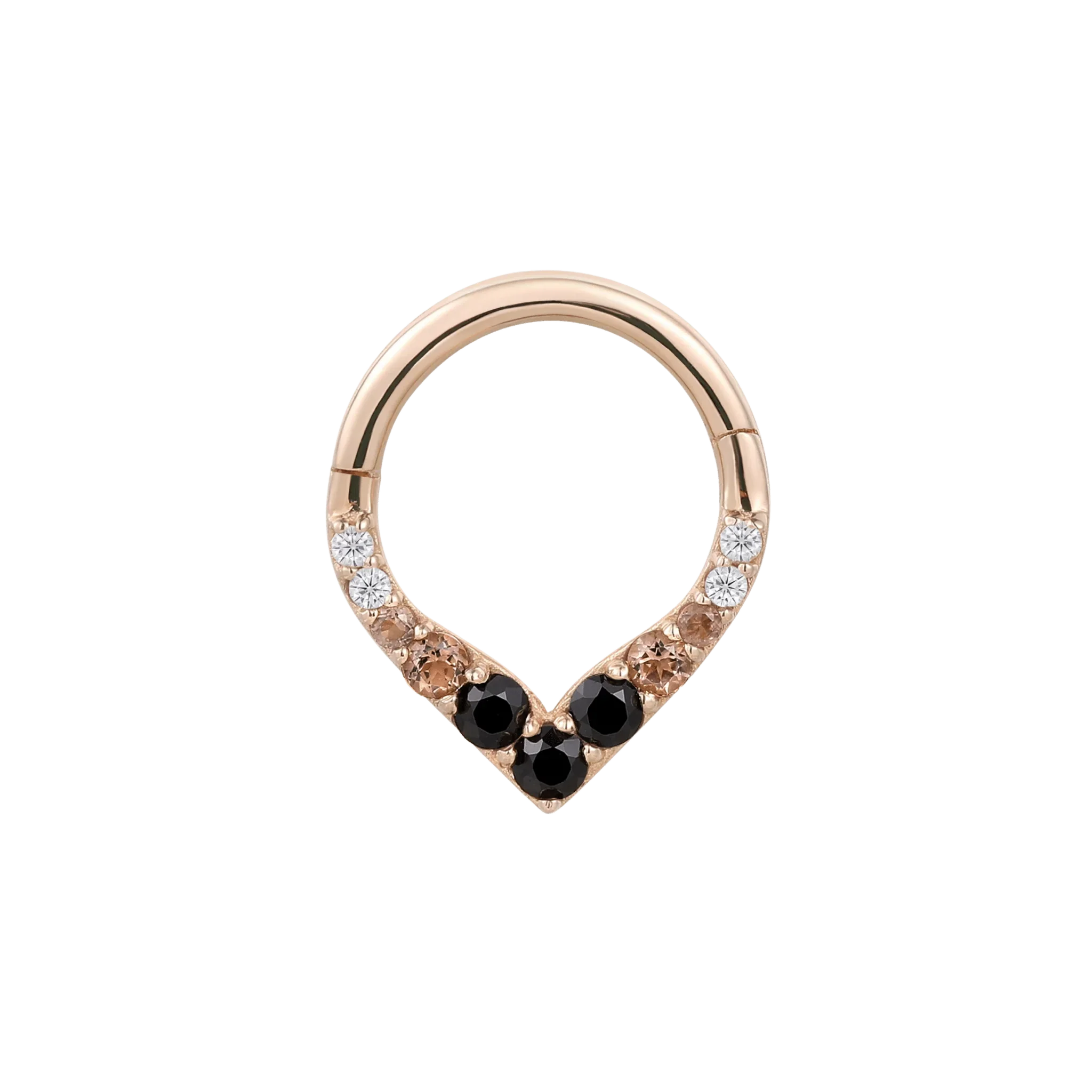 Rise + Shine – Ombré Gemstone Arc – 14K Gold Clicker Ring piercing - zone.com