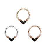 Rise + Shine – Ombré Gemstone Arc – 14K Gold Clicker Ring piercing - zone.com