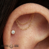 Rolo Bar - 14K Gold Threadless/Threaded End