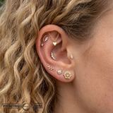 Rolo Bar with Heart - 14K Gold Threadless/Threaded