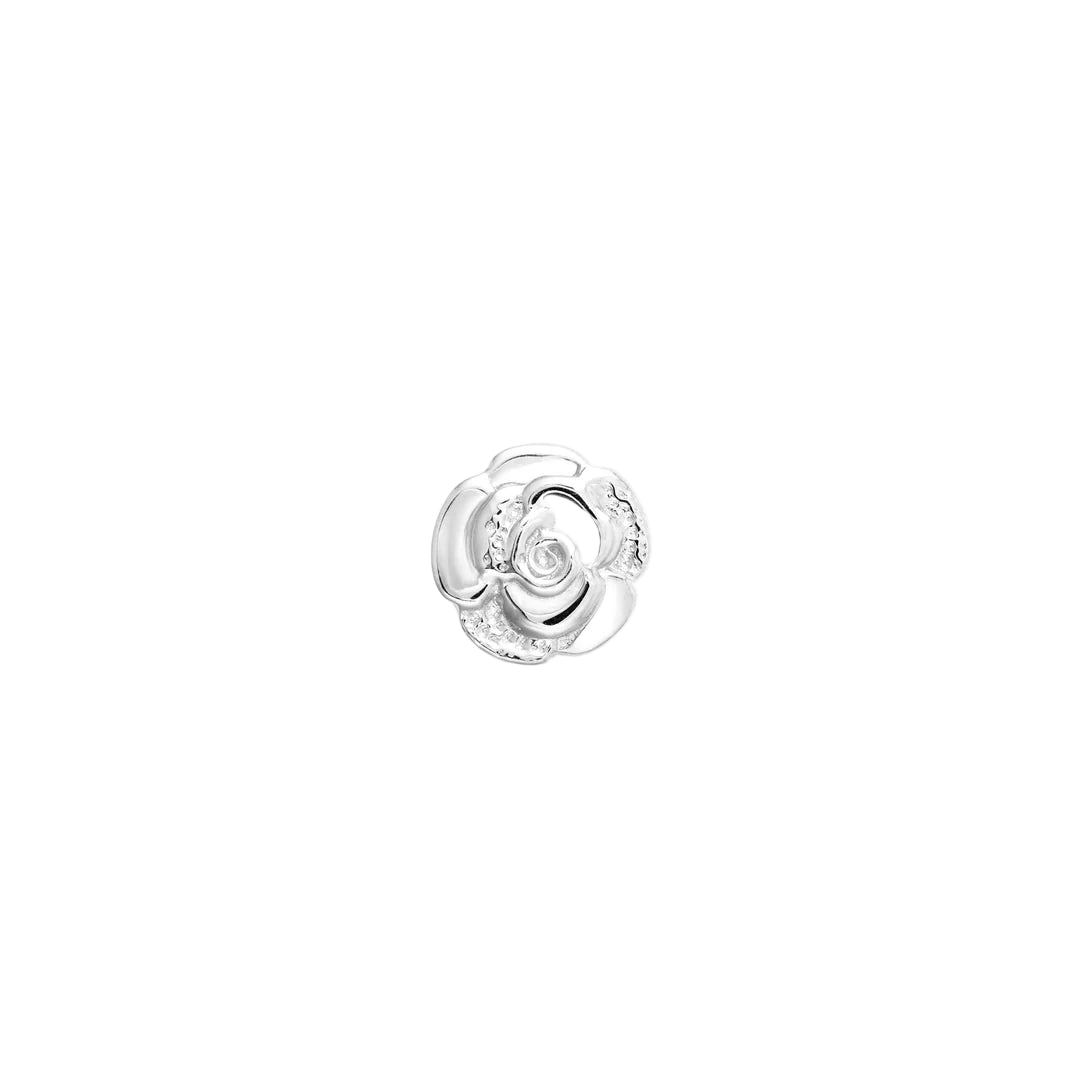 Model Wearing Rose in Helix Piercing – Minimalist Styling