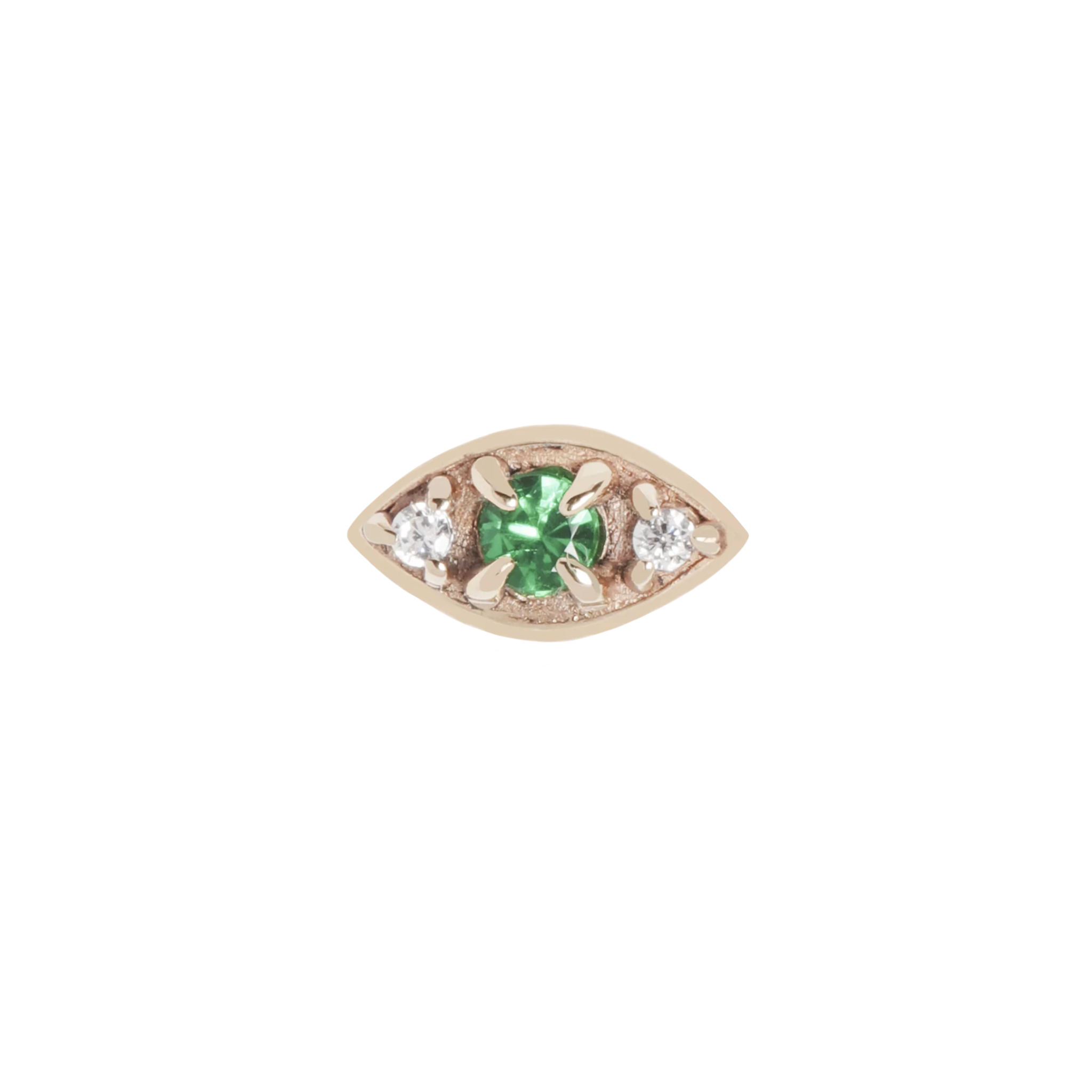 Emerald and Swarovski piercing jewelry in gold
