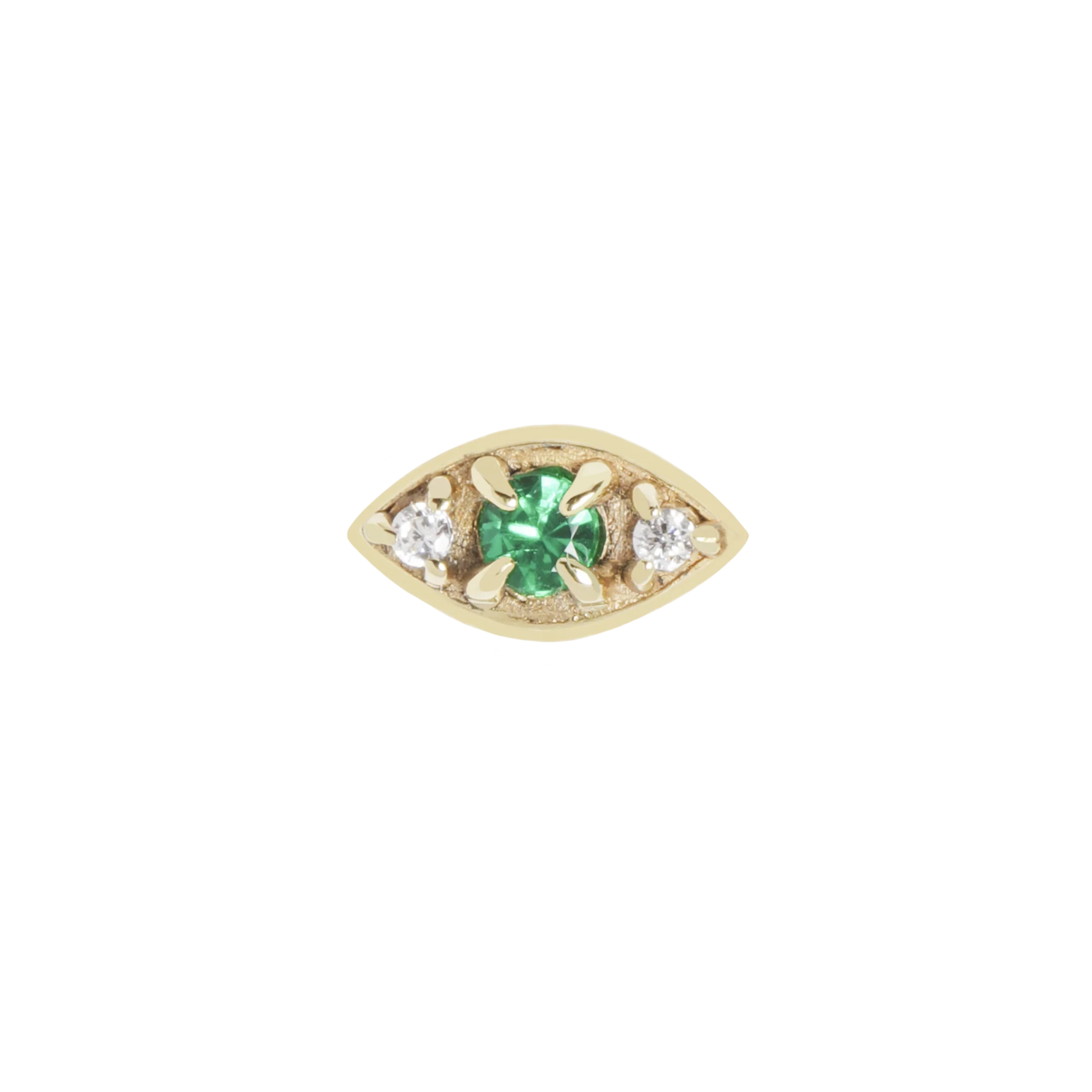Solstice threadless end in 14K gold with emerald and crystals