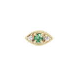 Solstice threadless end in 14K gold with emerald and crystals