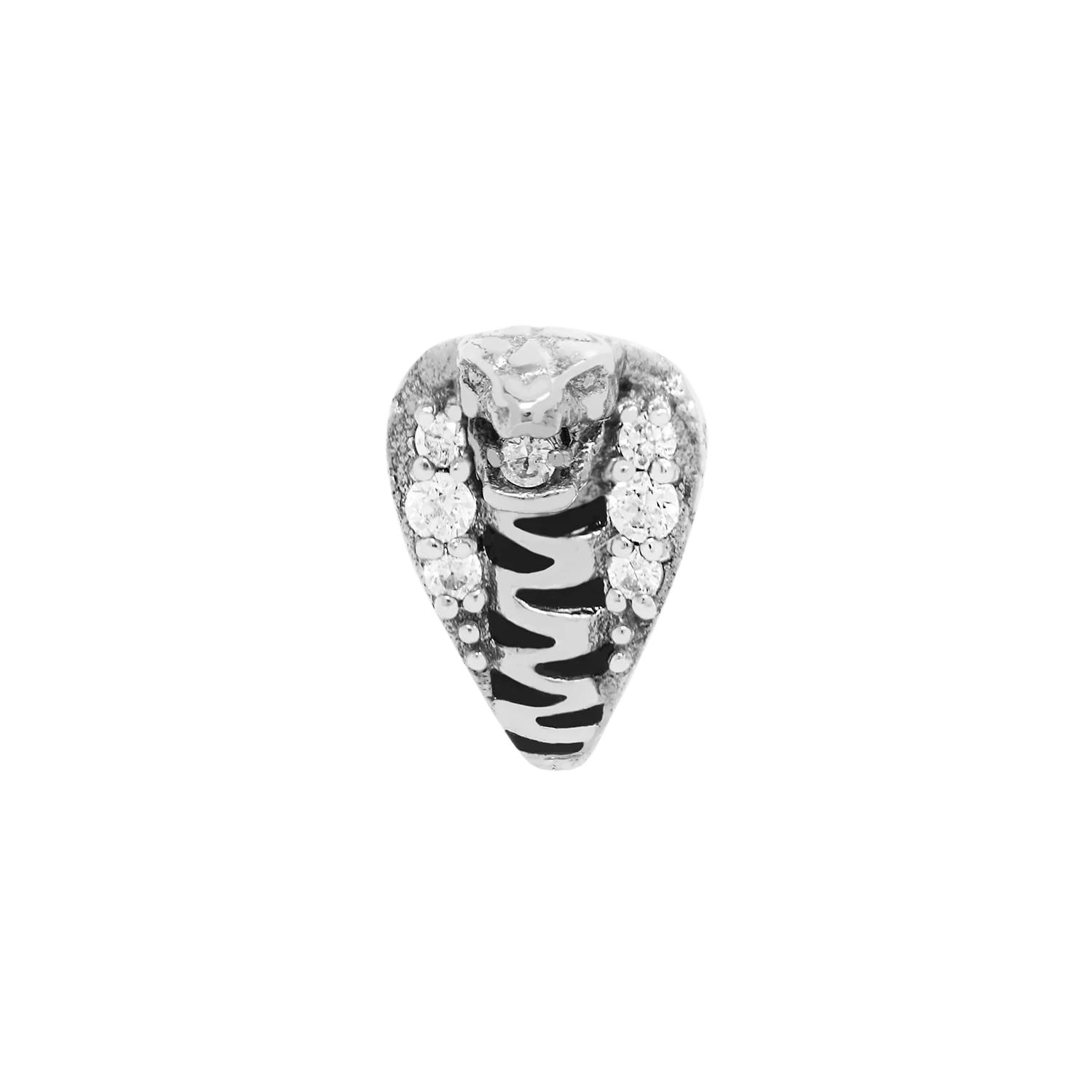 Savage CZ Threadless End – 14K Gold & Black Enamel Jewelry
