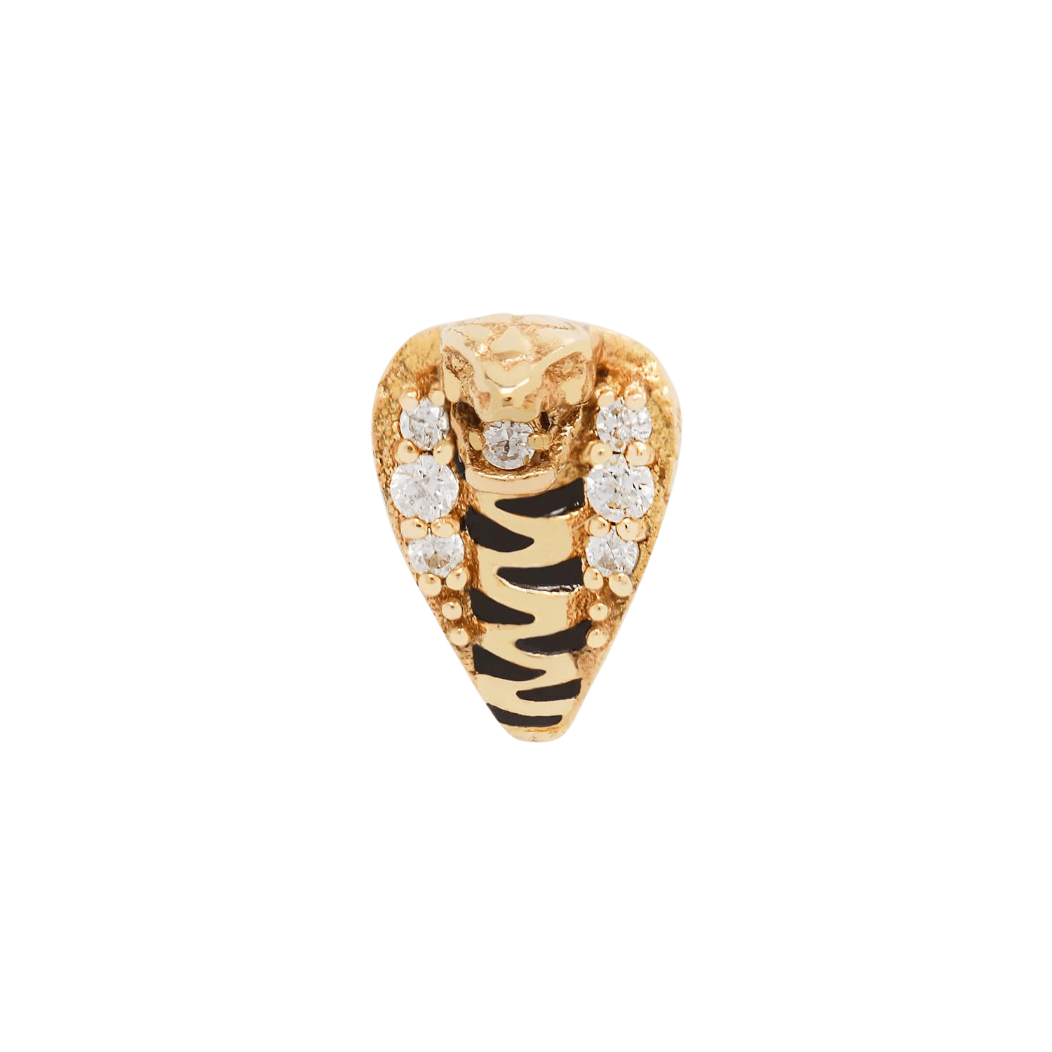 Savage CZ Threadless End – 14K Gold & Black Enamel Jewelry