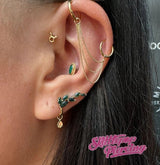 Agatha – 14K Gold Moss Agate Threadless End