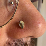 Savage CZ Threadless End – 14K Gold & Black Enamel Jewelry