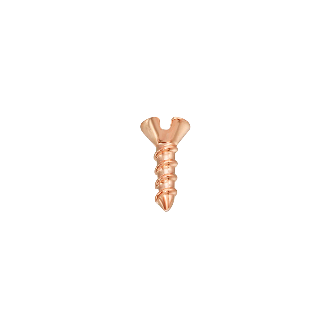 Side Profile of Screwed 14K Gold End – Vertical Detailing