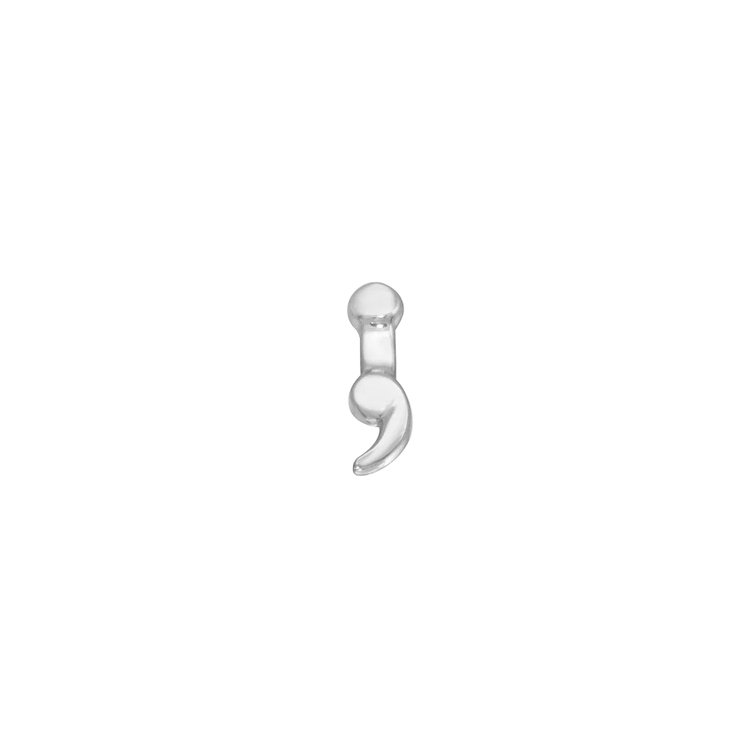 Side Profile of Semicolon Jewelry in White Gold – Polished Finish