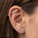 Serpent Flow - 14K Gold Gem Straight Barbell