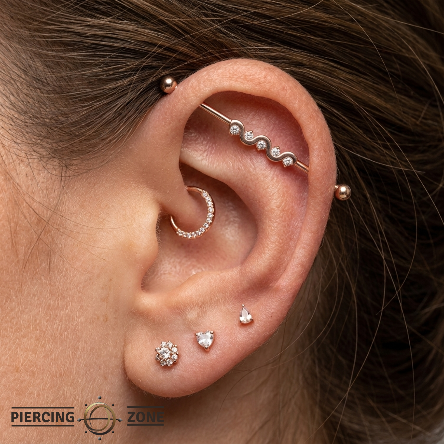 Serpent Flow - 14K Gold Gem Straight Barbell