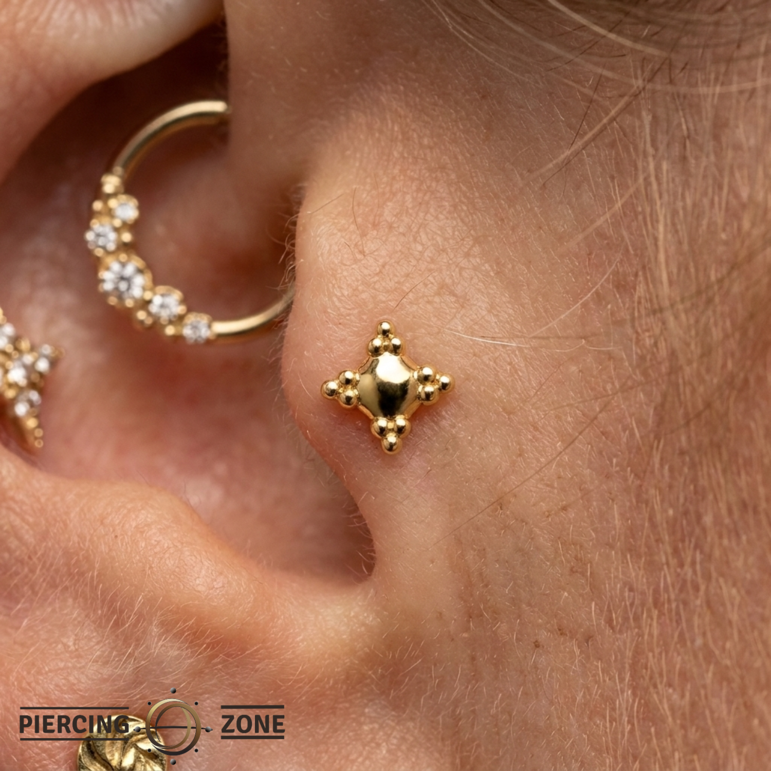 Shield - 18K Gold Threadless End