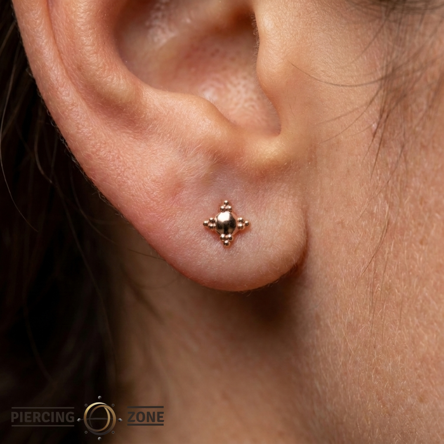 Shield - 18K Gold Threadless End