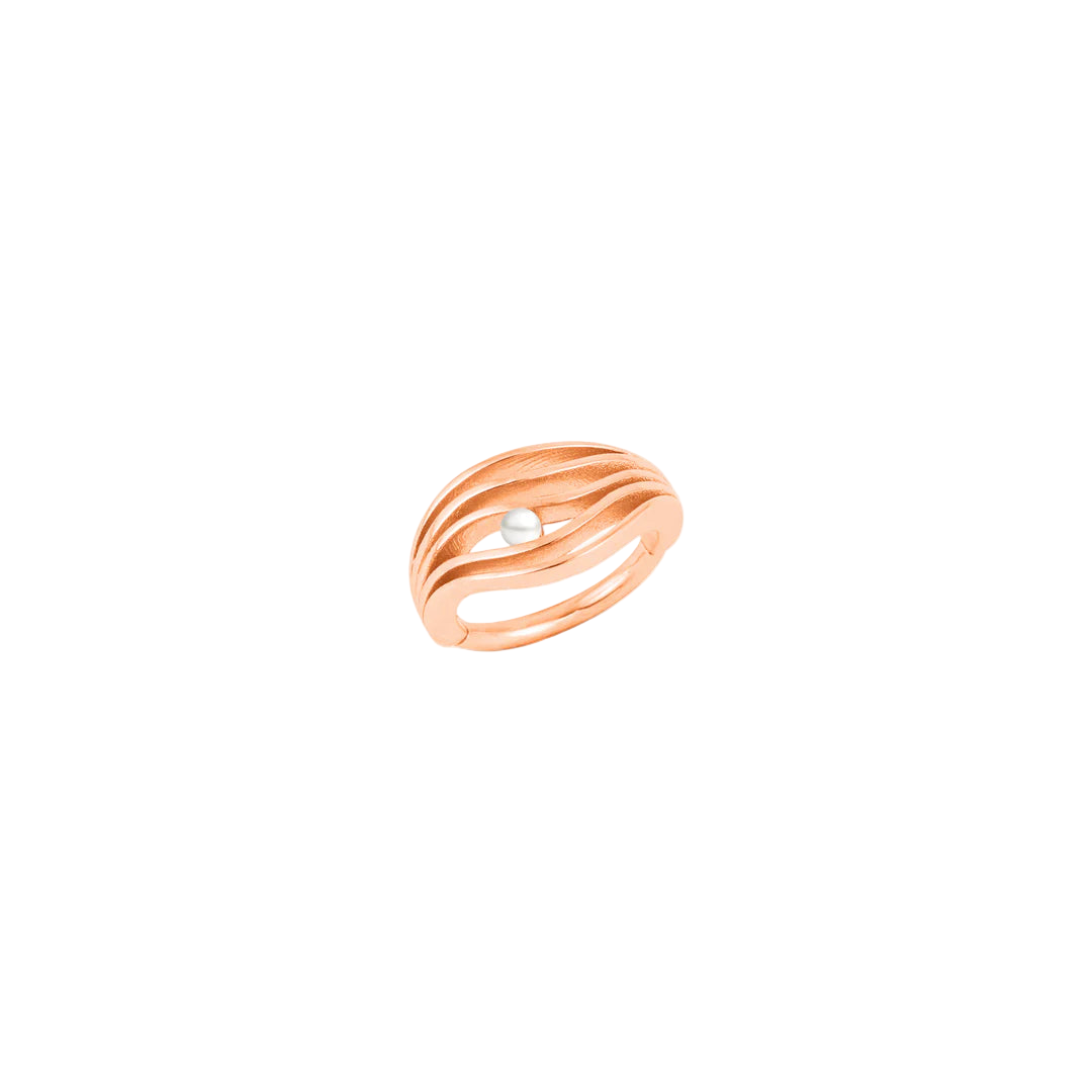 Shoreline Clicker with Genuine Pearl – 14K & 18K Gold