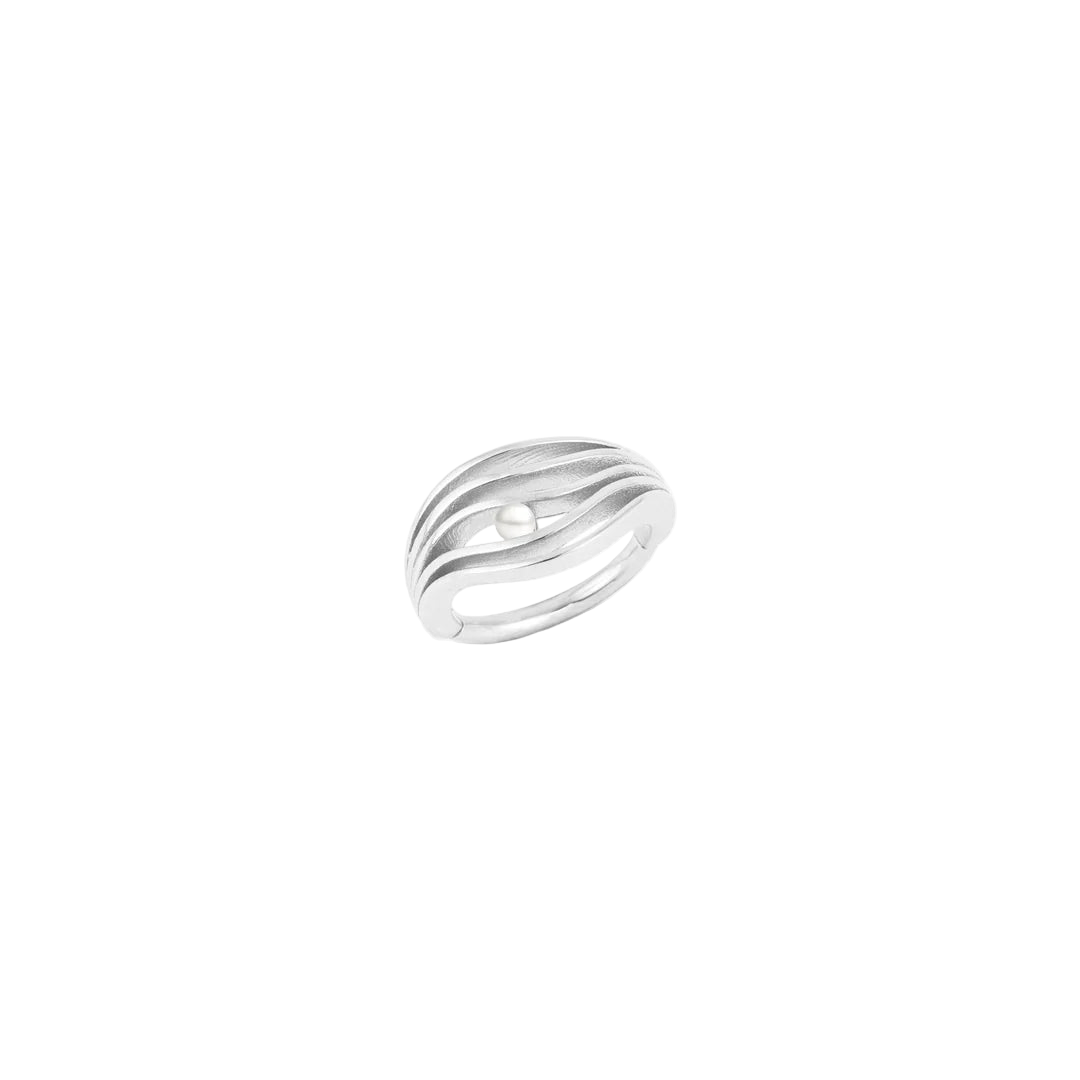 Shoreline Clicker with Genuine Pearl – 14K & 18K Gold