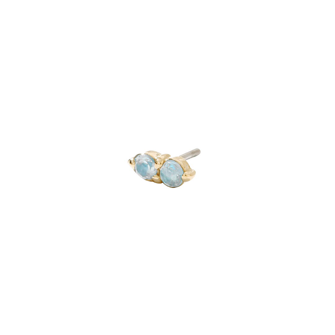 Side Angle of Gemini End – Two Round Gems in Compact Bar