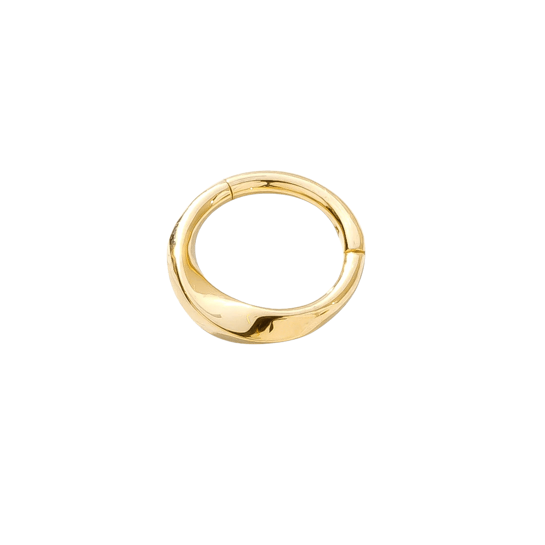 Side view of London clicker showcasing thick spiral lines