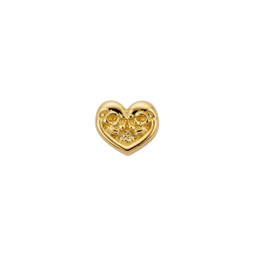 SkullHeart - 18K Gold Threadless End - piercing - zone.com